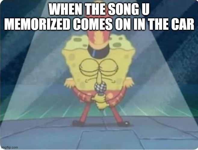 when the song u memorized comes on in the car | WHEN THE SONG U MEMORIZED COMES ON IN THE CAR | image tagged in singing,car,funny,meme | made w/ Imgflip meme maker