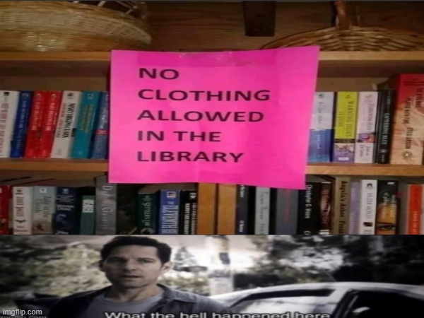 image tagged in shitpost,library | made w/ Imgflip meme maker