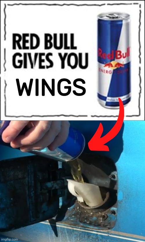 Red Bull Meme | WINGS | image tagged in red bull meme | made w/ Imgflip meme maker