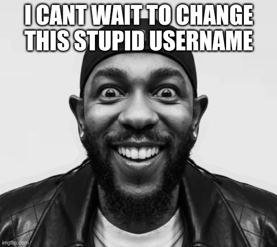 kdot jumpscare | I CANT WAIT TO CHANGE THIS STUPID USERNAME | image tagged in kdot jumpscare | made w/ Imgflip meme maker