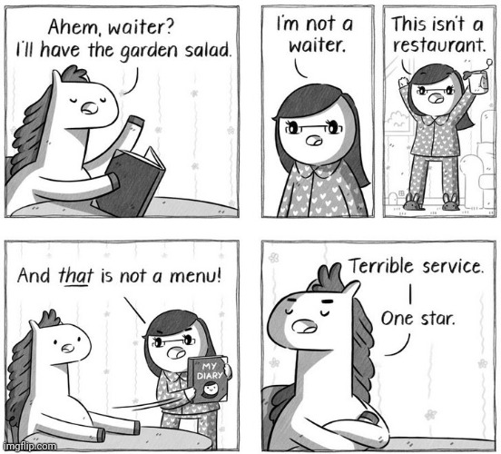 Restaurant | image tagged in restaurant,menu,diary,comics,salad | made w/ Imgflip meme maker