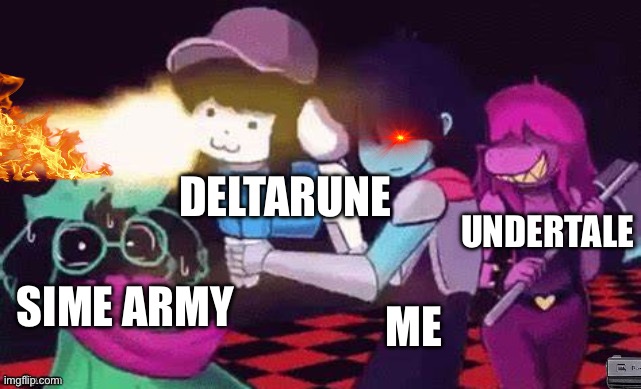 Kris with a 'Temmie' Gun | DELTARUNE ME SIME ARMY UNDERTALE | image tagged in kris with a 'temmie' gun | made w/ Imgflip meme maker