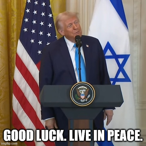 Good luck, live in peace | GOOD LUCK. LIVE IN PEACE. | made w/ Imgflip meme maker