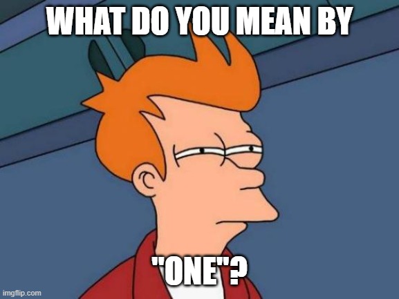 Futurama Fry Meme | WHAT DO YOU MEAN BY "ONE"? | image tagged in memes,futurama fry | made w/ Imgflip meme maker