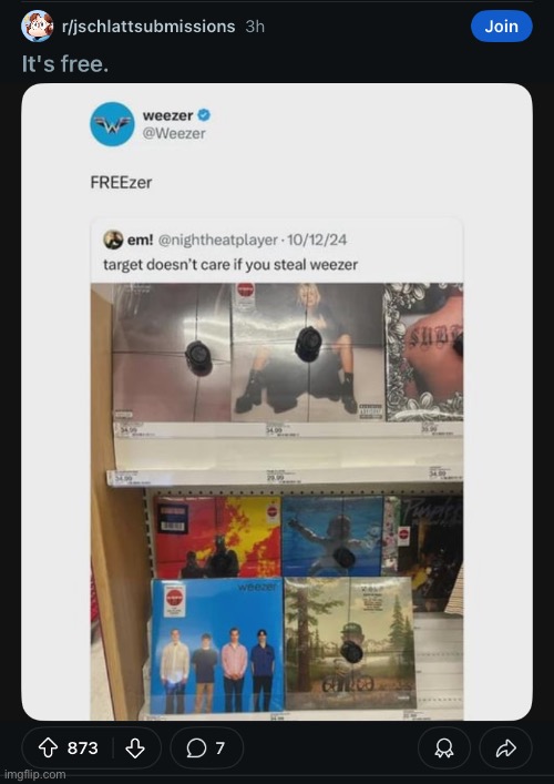 Weezer is a Jschlatt fan | made w/ Imgflip meme maker