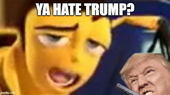 Ya Hate Trump? | YA HATE TRUMP? | image tagged in barry b benson ya like jazz,bee movie,donald trump,neotraditional memes,old memes,trump | made w/ Imgflip meme maker