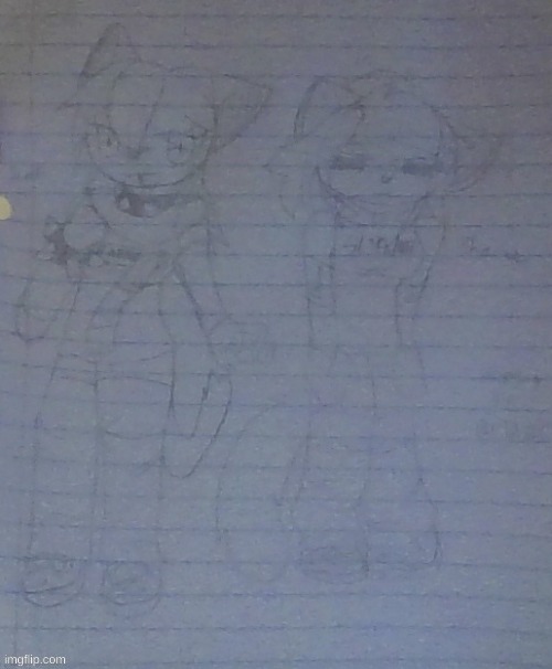 Drawing of me (left) and my gf (right) made by a irl friend. sorry for low quality | made w/ Imgflip meme maker