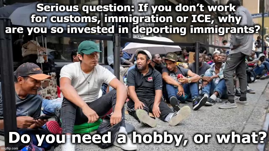 Immigrant Haters | Serious question: If you don’t work for customs, immigration or ICE, why are you so invested in deporting immigrants? Do you need a hobby, or what? | image tagged in immigration,illegal immigration,maga,aliens,illegal aliens,trump supporters | made w/ Imgflip meme maker
