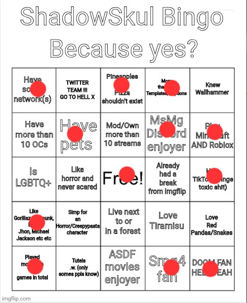 Shadow bingo | image tagged in shadow bingo | made w/ Imgflip meme maker