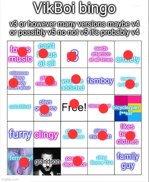 Vik bingo | image tagged in vikboi bingo | made w/ Imgflip meme maker