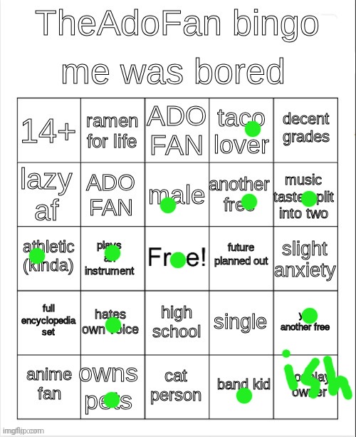 TheAdoFan bingo | image tagged in theadofan bingo | made w/ Imgflip meme maker