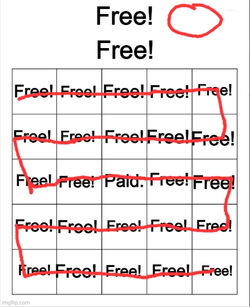 Free! bingo | image tagged in free bingo | made w/ Imgflip meme maker