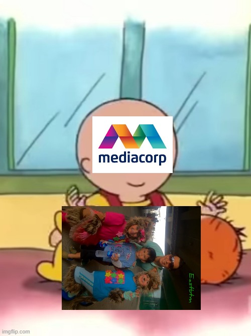 If MediaCorp treated Yoyo and Yaya be like | image tagged in caillou pinching baby rosie | made w/ Imgflip meme maker