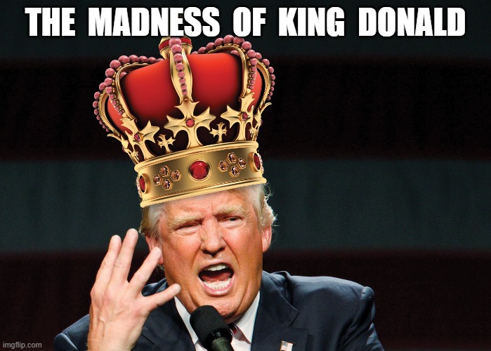 The Mad King | THE  MADNESS  OF  KING  DONALD | image tagged in donald trump | made w/ Imgflip meme maker