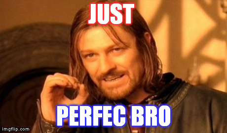 One Does Not Simply Meme | JUST  PERFEC BRO | image tagged in memes,one does not simply | made w/ Imgflip meme maker