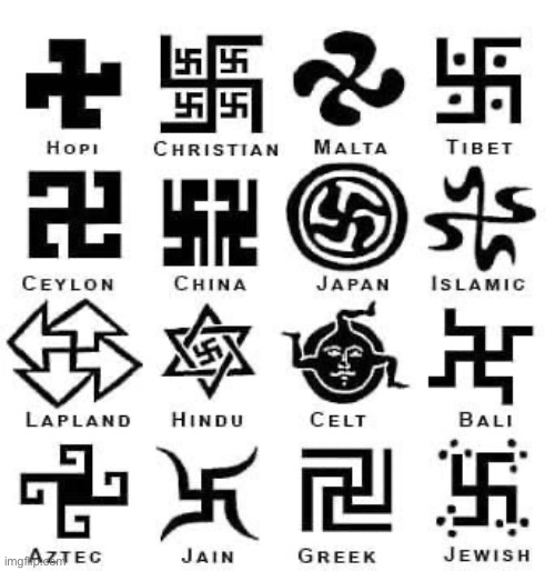 Some non-Nazi swastikas, proof that the swastika was  used as a tool by the nazis, not originally belonging to them. | image tagged in swastika,good | made w/ Imgflip meme maker