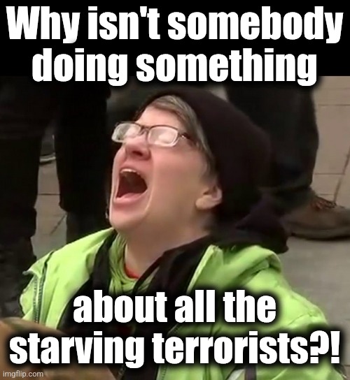 Give to USAID.  Give until it hurts! | Why isn't somebody doing something; about all the starving terrorists?! | image tagged in crying liberal,memes,usaid,terrorists,democrats,funding terrorists | made w/ Imgflip meme maker