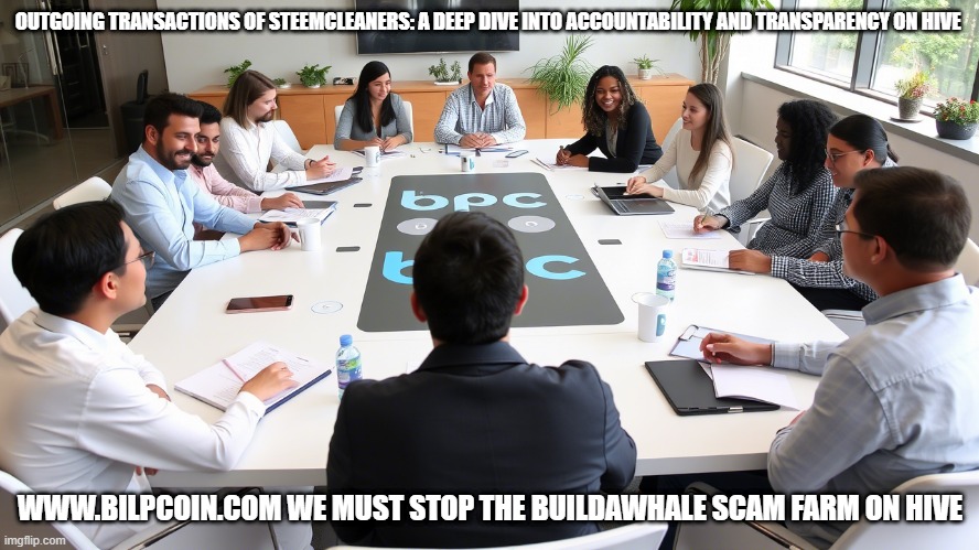 OUTGOING TRANSACTIONS OF STEEMCLEANERS: A DEEP DIVE INTO ACCOUNTABILITY AND TRANSPARENCY ON HIVE; WWW.BILPCOIN.COM WE MUST STOP THE BUILDAWHALE SCAM FARM ON HIVE | made w/ Imgflip meme maker