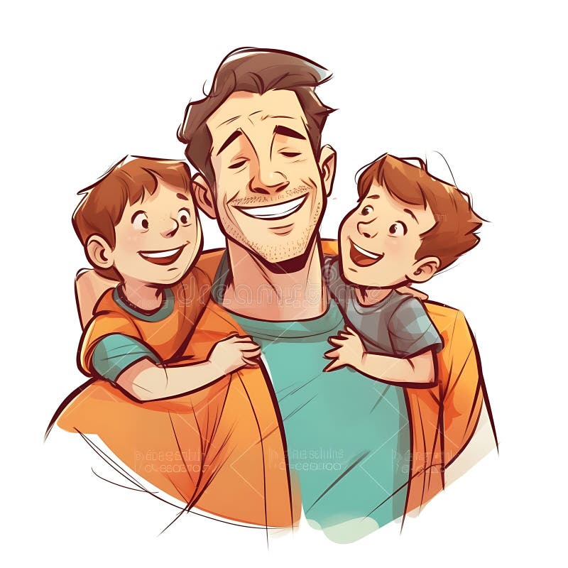 Dad with sons Blank Meme Template