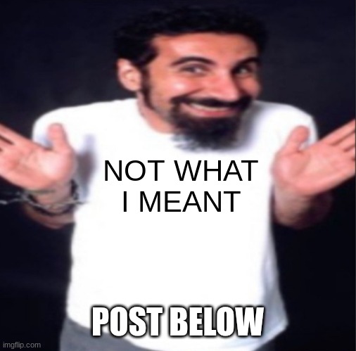 serj tankian | NOT WHAT I MEANT; POST BELOW | image tagged in serj tankian | made w/ Imgflip meme maker