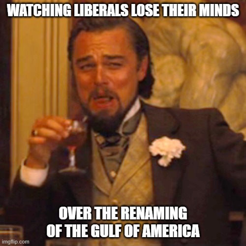 Gulf of America | WATCHING LIBERALS LOSE THEIR MINDS; OVER THE RENAMING OF THE GULF OF AMERICA | image tagged in memes,laughing leo,crying,libtards | made w/ Imgflip meme maker