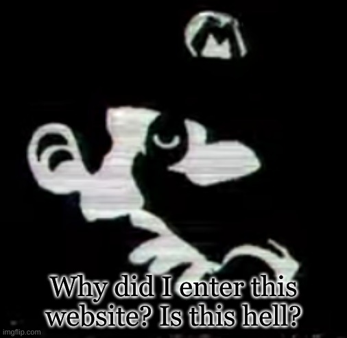 The things I've seen from here are corny ngl | Why did I enter this website? Is this hell? | image tagged in shadow mario | made w/ Imgflip meme maker