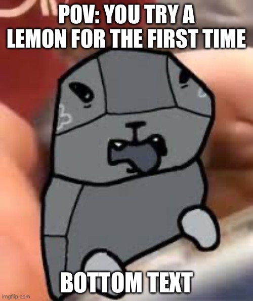 Dandys world meme | POV: YOU TRY A LEMON FOR THE FIRST TIME; BOTTOM TEXT | image tagged in dandys world meme | made w/ Imgflip meme maker