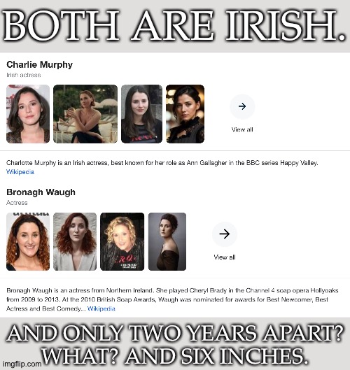 Charlie Does Not Look 40 | BOTH ARE IRISH. AND ONLY TWO YEARS APART?
WHAT? AND SIX INCHES. | image tagged in fountain of youth ass,charlie murphy,bronagh waugh,ms watt | made w/ Imgflip meme maker