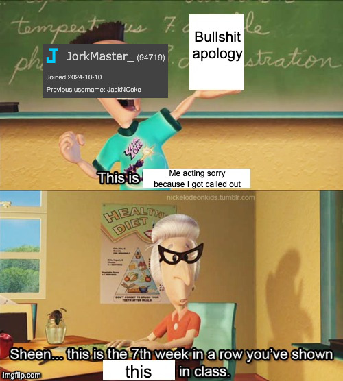 Sheen's show and tell | Bullshit apology; Me acting sorry because I got called out; this | image tagged in sheen's show and tell | made w/ Imgflip meme maker