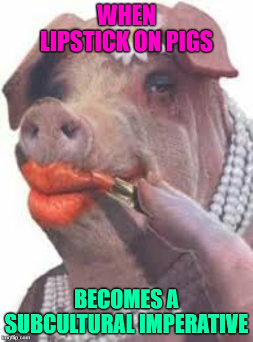 WHEN LIPSTICK ON PIGS; BECOMES A SUBCULTURAL IMPERATIVE | made w/ Imgflip meme maker