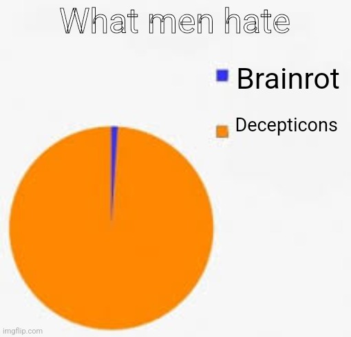 Transformers meme | What men hate; Brainrot; Decepticons | image tagged in pie chart meme,transformers | made w/ Imgflip meme maker