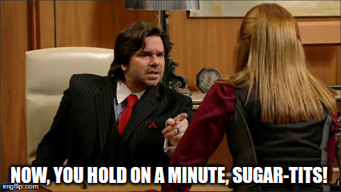 NOW, YOU HOLD ON A MINUTE, SUGAR-TITS! | image tagged in it crowd,funny,douglas,anti feminist,sugar tits | made w/ Imgflip meme maker