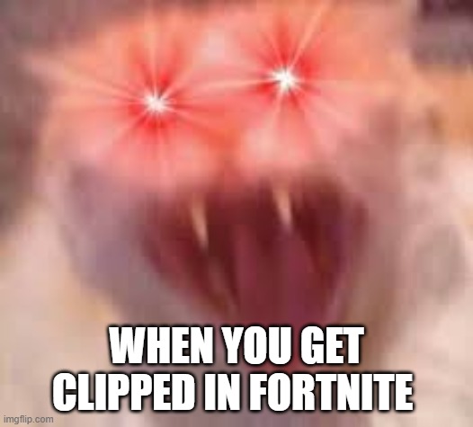 WHEN YOU GET CLIPPED IN FORTNITE | image tagged in laser eyes | made w/ Imgflip meme maker