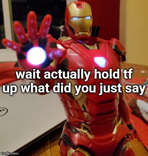 Iron Man hold tf up | image tagged in iron man hold tf up | made w/ Imgflip meme maker