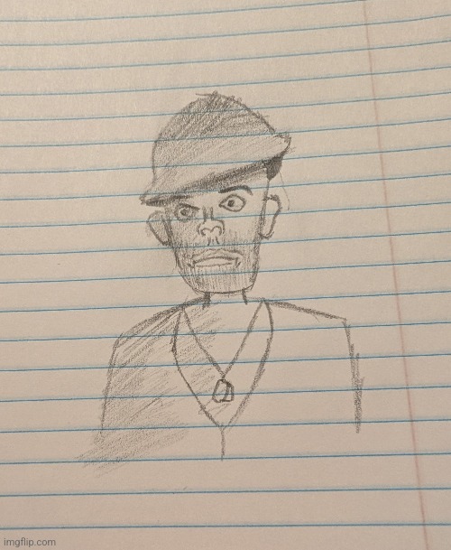 My first attempt at a realistic drawing (Ik it sucks lmao) | image tagged in thousand yard stare | made w/ Imgflip meme maker