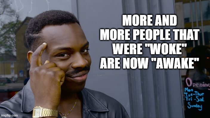 More and more people that were "woke" are now "awake" | MORE AND MORE PEOPLE THAT WERE "WOKE" ARE NOW "AWAKE" | image tagged in political meme,woke is a joke,liberalism,far left lunacy,democrats wokeness,america is awakening | made w/ Imgflip meme maker