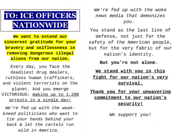 thank you letter to ICE Officers Blank Meme Template