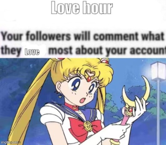 the nutorious 0 fans: | image tagged in love hour sailor moon | made w/ Imgflip meme maker