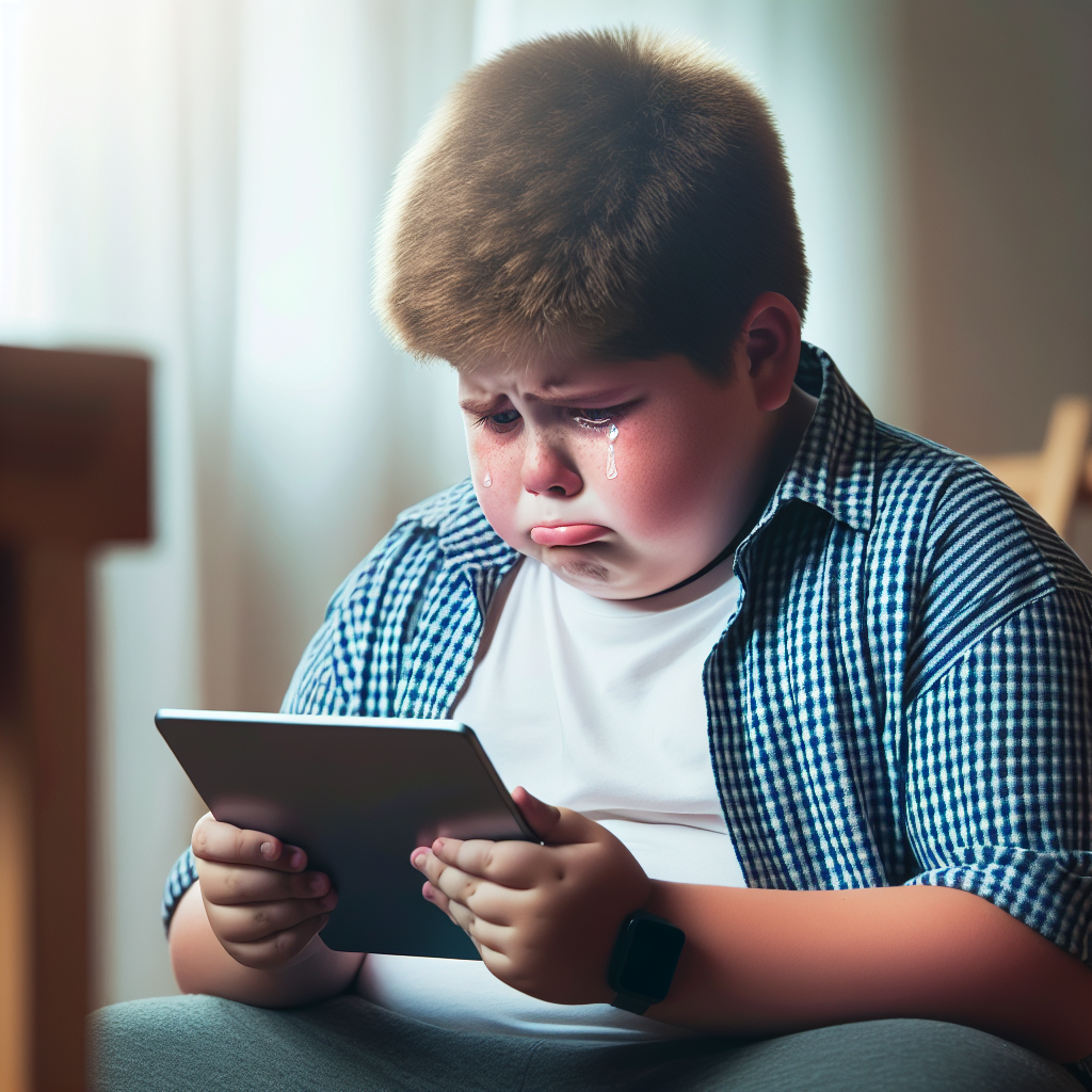 High Quality 500 pound kid crying on the ipad Blank Meme Template