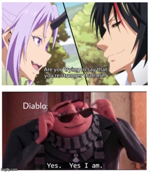 image tagged in that time i got reincarnated as a slime,shion,diablo | made w/ Imgflip meme maker