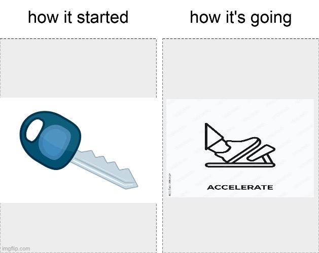 How it started vs how it's going | image tagged in how it started vs how it's going,car | made w/ Imgflip meme maker