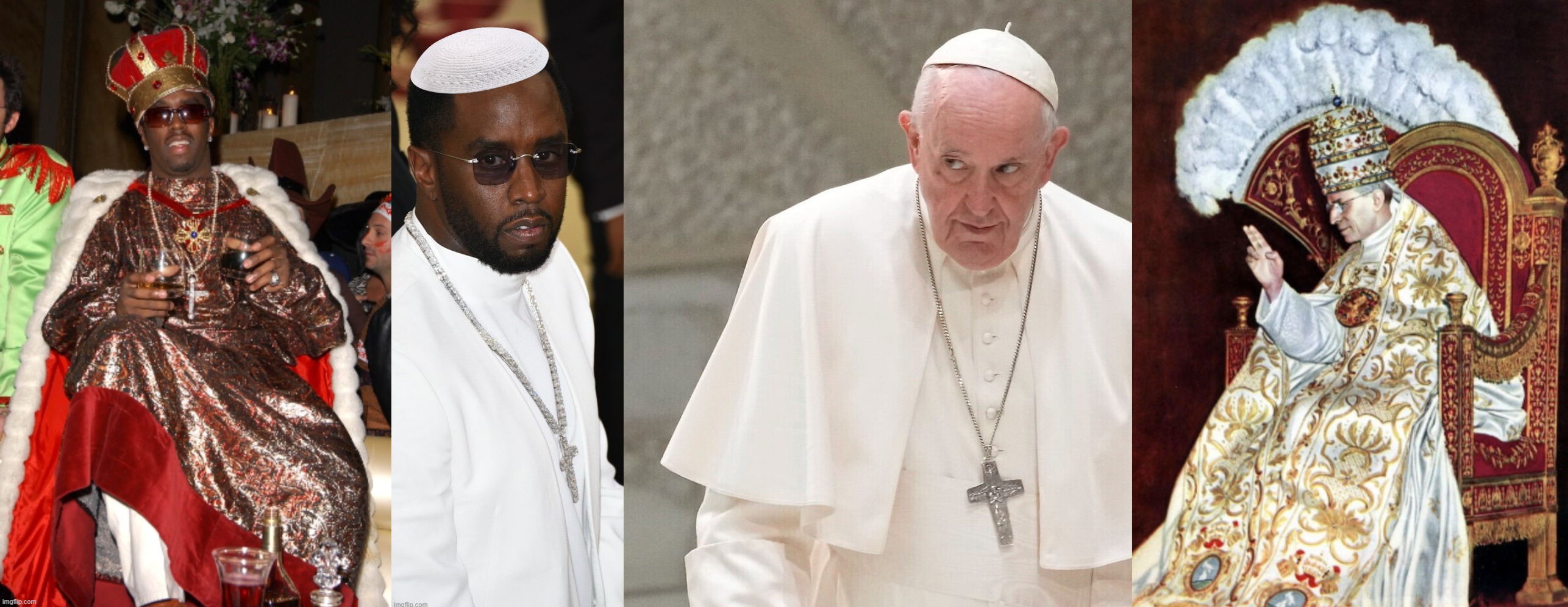 I retort, you deride . . . Pope Diddy . . . | image tagged in pope francis,diddy,catholic,memes,separated at birth,austin powers honestly | made w/ Imgflip meme maker