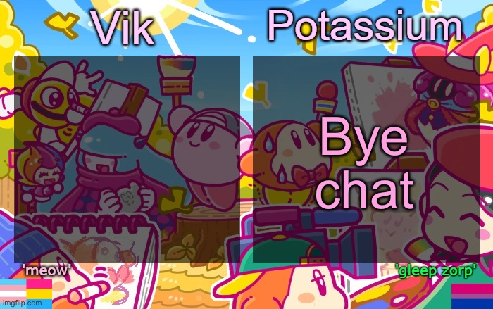 Viktassium Kirby template | Bye chat | image tagged in viktassium kirby template | made w/ Imgflip meme maker