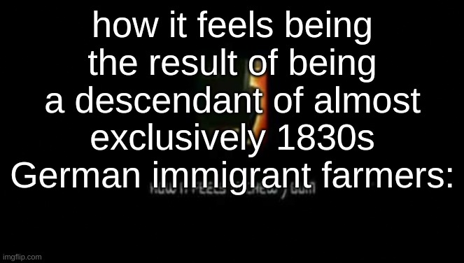 How it feels to chew take 5 gum | how it feels being the result of being a descendant of almost exclusively 1830s German immigrant farmers: | image tagged in how it feels to chew take 5 gum | made w/ Imgflip meme maker
