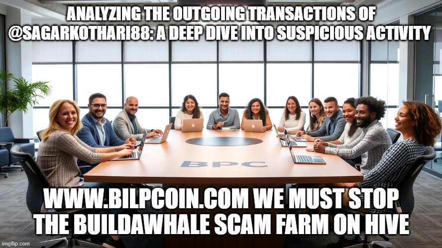 ANALYZING THE OUTGOING TRANSACTIONS OF @SAGARKOTHARI88: A DEEP DIVE INTO SUSPICIOUS ACTIVITY; WWW.BILPCOIN.COM WE MUST STOP THE BUILDAWHALE SCAM FARM ON HIVE | made w/ Imgflip meme maker