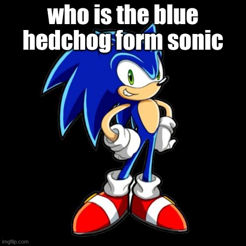 (mod note: TheHugePig) | who is the blue hedchog form sonic | image tagged in memes,you're too slow sonic | made w/ Imgflip meme maker