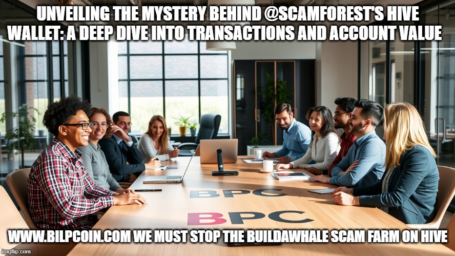 UNVEILING THE MYSTERY BEHIND @SCAMFOREST'S HIVE WALLET: A DEEP DIVE INTO TRANSACTIONS AND ACCOUNT VALUE; WWW.BILPCOIN.COM WE MUST STOP THE BUILDAWHALE SCAM FARM ON HIVE | made w/ Imgflip meme maker