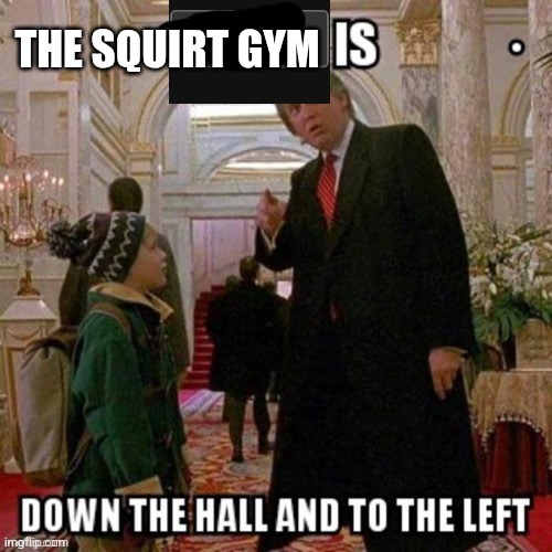 Politics is down the hall and to the left | THE SQUIRT GYM | image tagged in politics is down the hall and to the left | made w/ Imgflip meme maker