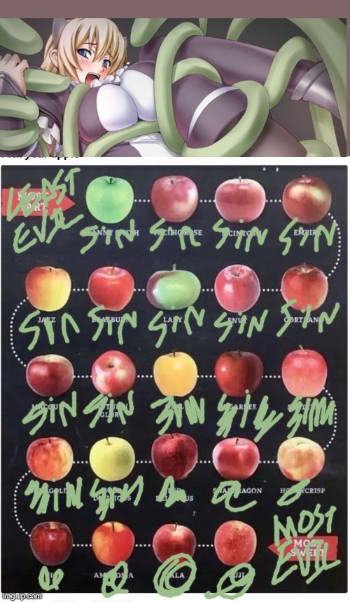 how ultra fundamentalist religious in western tradition view eating apples | image tagged in apples,redo,religion,fundamentalist,thursday,______ | made w/ Imgflip meme maker