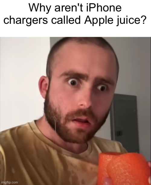 Shower thoughts feat. Language Simp | Why aren't iPhone chargers called Apple juice? | image tagged in shower thoughts feat language simp | made w/ Imgflip meme maker